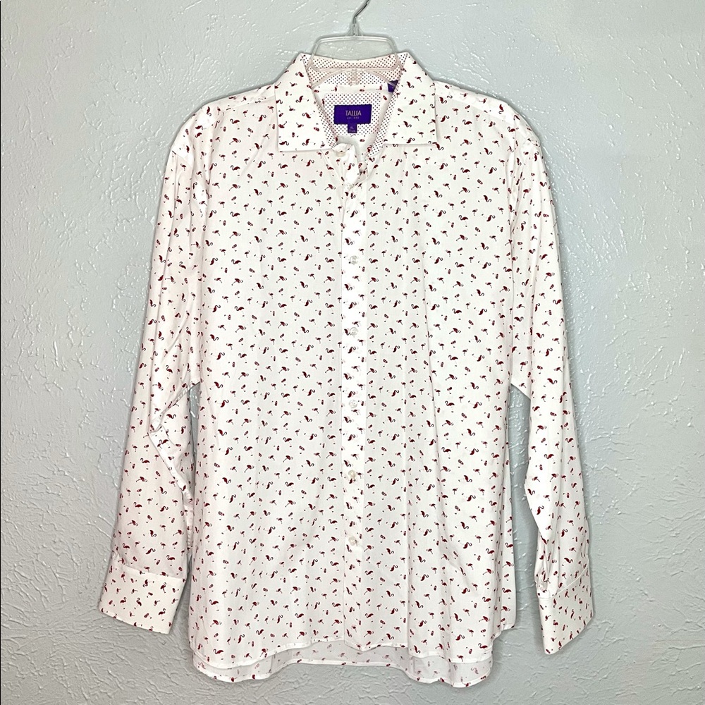 TALLIA Men’s Flamingo Patterned Button Down